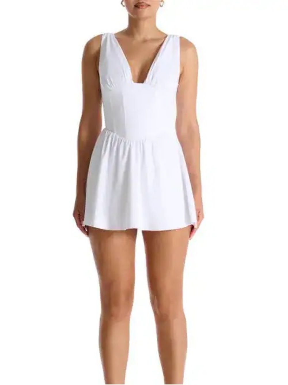 Naked Wardrobe Bustier Lace-Up Back Fit & Flare White Mini dress Sz S Graduation